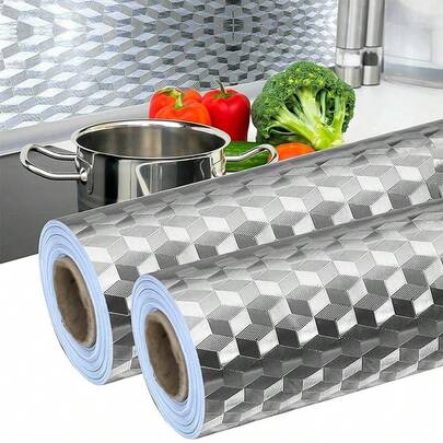 10M Oil Proof Aluminum Foil Sticker Waterproof Self Adhesive Kitchen Wallpaper