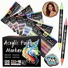 1 Stück Dual-Farbige Markerstifte, beidseitig verwendbare Acrylfarb-Marker für Glasmalerei, Farbschichten, weiche Spitzen Marker für Kunststudierende, Schulanfang - Doppelköpfiger Zweifarbmarker - Übersicht 1