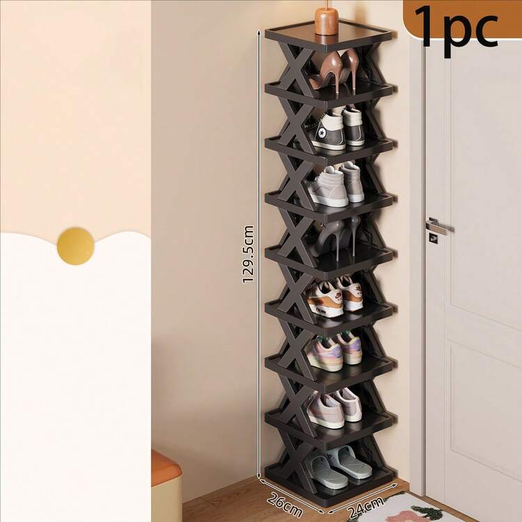 1 Set Creative 2/5/9 Tier Narrow Shoe Rack, Compact Vertical Shoe Organizer, Space-Saving Corner Shoe Shelf, DIY Independent Shoe Cabinet, Suitable For Entryway, Wardrobe, Hallway, Bathroom, Garage And Living Room, Sturdy Structure, Easy Assembly. Ideal Shoe Cabinet For Home And Student Dorms. - Multicolor - View 13