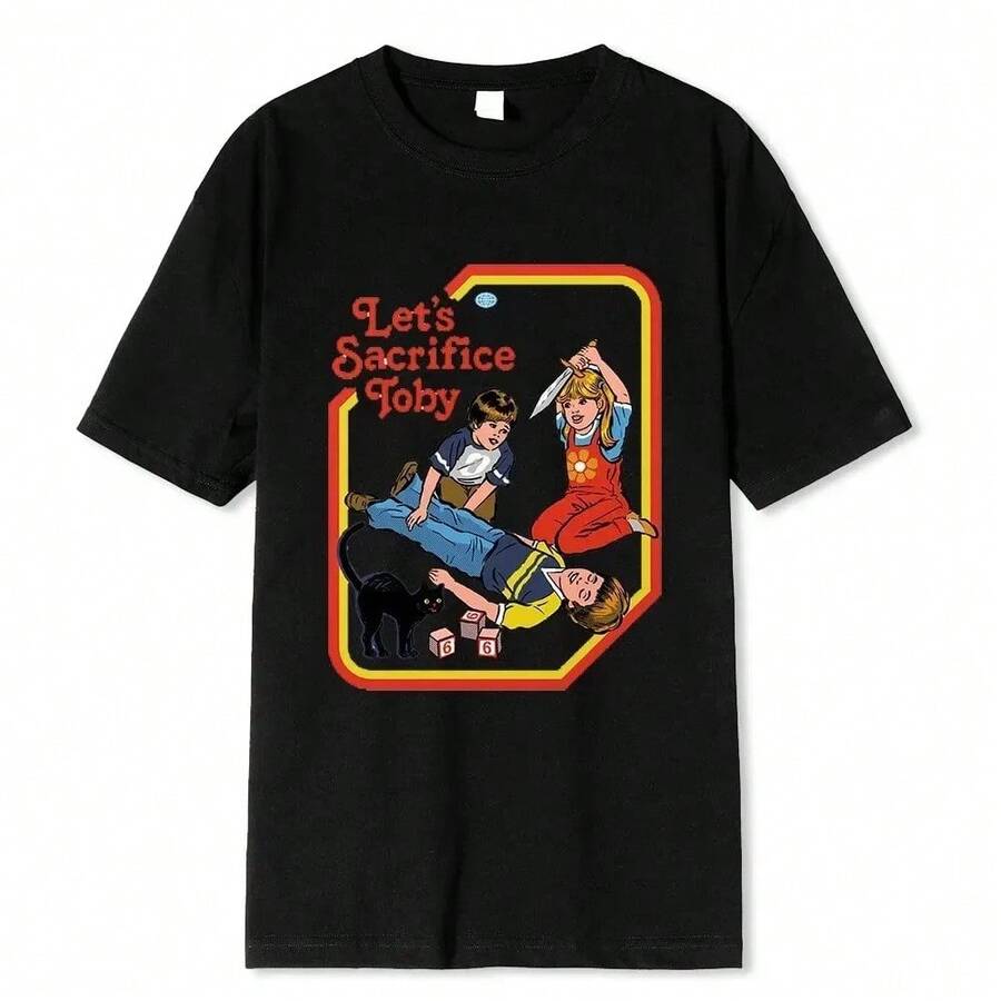 Serie de cómics de terror Vende tu alma Economía para niños Camisetas para hombres Camisetas sueltas Ropa de calle - Negro - Ver 1