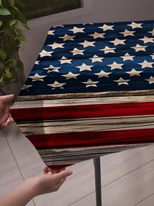 1 Peça Toalha de Mesa Lavável para Uso Externo com Bordas Elásticas - Poliéster Durável, Retangular, Cores Vibrantes (Design de Bandeira Americana) - Ótimo para Acampamento, Piqueniques e Festas no Jardim, Uso Interno/Externo, Acessório de Piquenique - Multicolorido - Visão 5