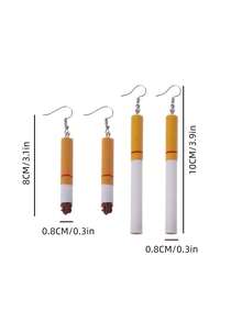 2 Pairs European & American Style Faux Cigarette Dangle Earrings, Unique Silver Earring Accessories - Multicolor - View 6