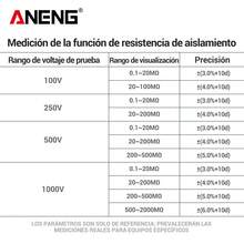 Digital Insulation Resistance Tester Megohmmeter Aneng Mh15 Probador de resistencia de aislamiento - Rojo - Ver 10