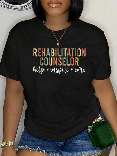100% Cotton Rehabilitation Counselor Rehabilitation Counseling T-Shirt Short Sleeve Round Neck Casual Top For Summer & Spring, Women's Men's Graphic Tee