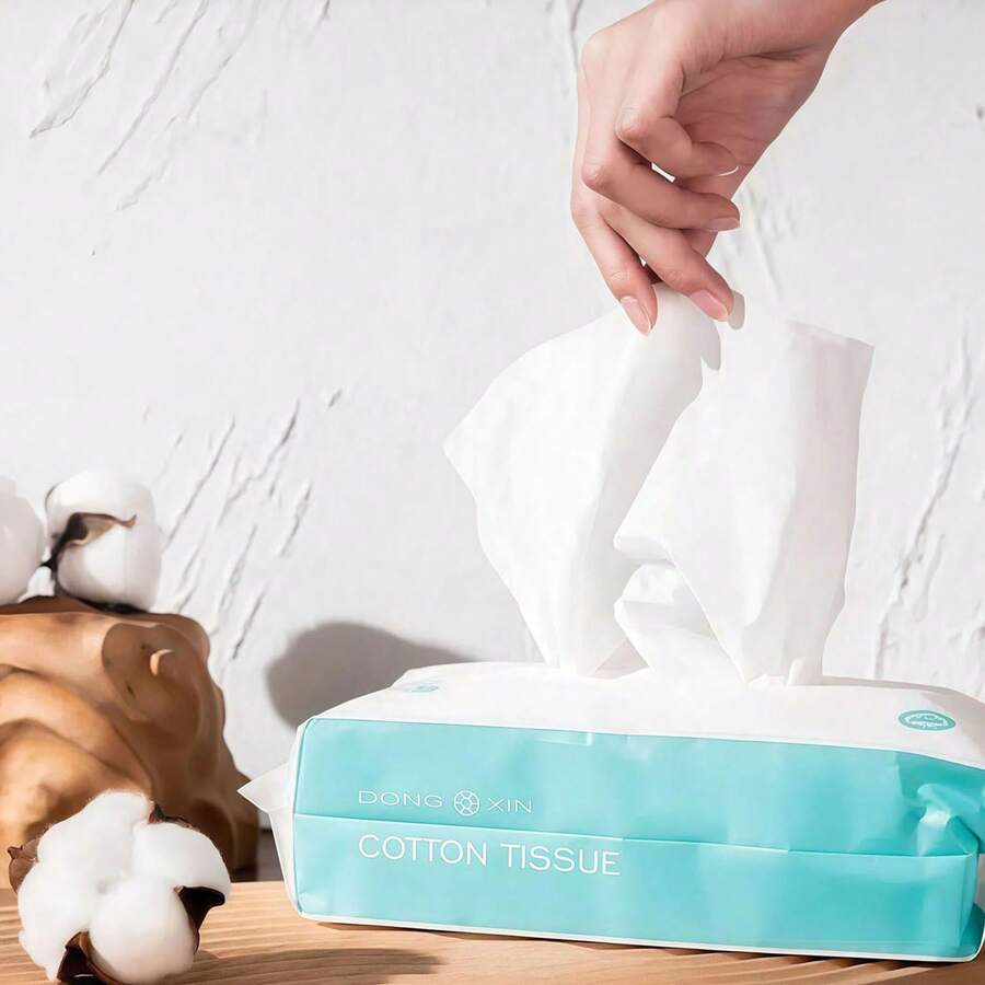 [East Xin] Dual-Purpose Cleansing Wipes, 80 Sheets, 100% Cotton, Thicker Disposable Face Towels, Makeup Remover, Skincare, Travel Essential, Suitable For Sensitive Skin - Multicolor - View 1