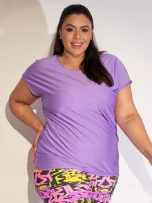 Plus Size Sports Tees & Tanks - Bụi tím - Xem 14