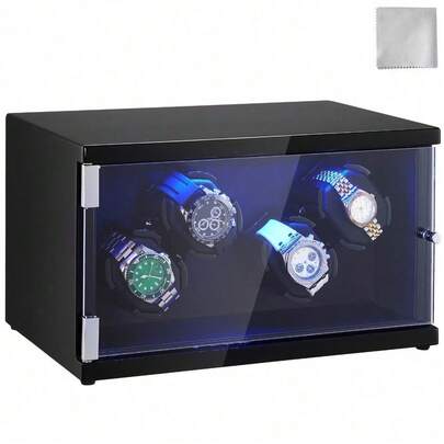 Watch Winder For 4 Automatic Watches With 2 Quiet Japanese Mabuchi Motors