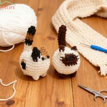 2pcs Crochet Maneki-Neko (Lucky Cat) Set | Complete Beginner Crochet Kit With Yarn, Hooks And Instructions | DIY Lucky Cat Keychain Pendant, Unique Christmas Gift Idea, Bag Charm - White - View 5