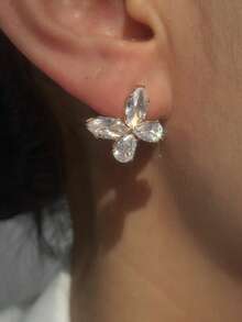 1 Pair Butterfly Shaped Earrings, Suitable For Women's Daily Wear - Silver - View 7