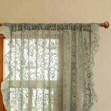 Green Sheer Curtains 108 Inch Long Living Room - Shabby Chic Floral Ruffled Curtains, Elegant Knitted Privacy Rod Pocket, Emerald Green, Spring/Summer, 1 Pair, 59 X 108 Inch - 鼠尾草綠 - 查看 2