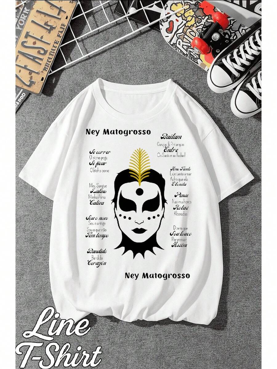 Ney Matogrosso T-Shirt, Brazilian MPB (Brazilian Popular Music) Artist, Unisex, Men's/Women's, 100% Cotton, Top Premium Streetwear, New Release, Immediate Shipping, Various Colors!! - 內伊.馬托格羅索1 - 查看 1