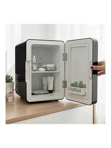 Mini Refrigerador con Espejo LED, Capacidad de 4L, Estante Extraíble y 2 Alturas. Ideal para Skincare y Oficina. Bluelander - Negro - Ver 5