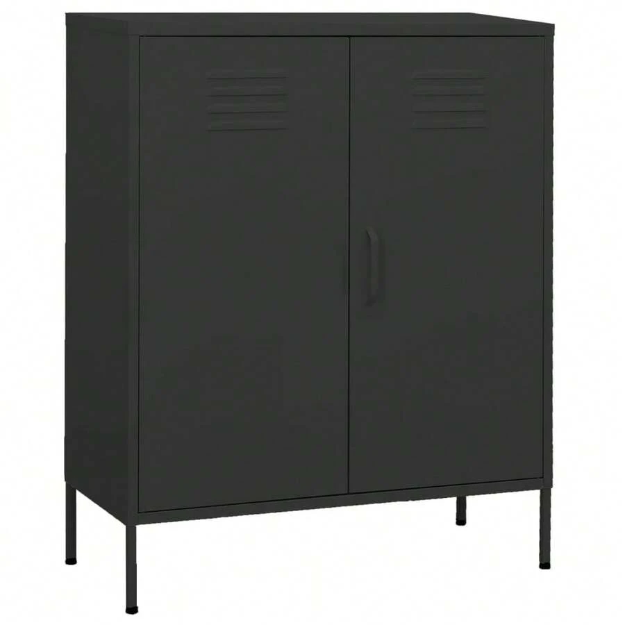 vidaXL Mobile da soggiorno Antracite 80x35x101,5 cm Acciaio - Grigio - Visualizzare 1
