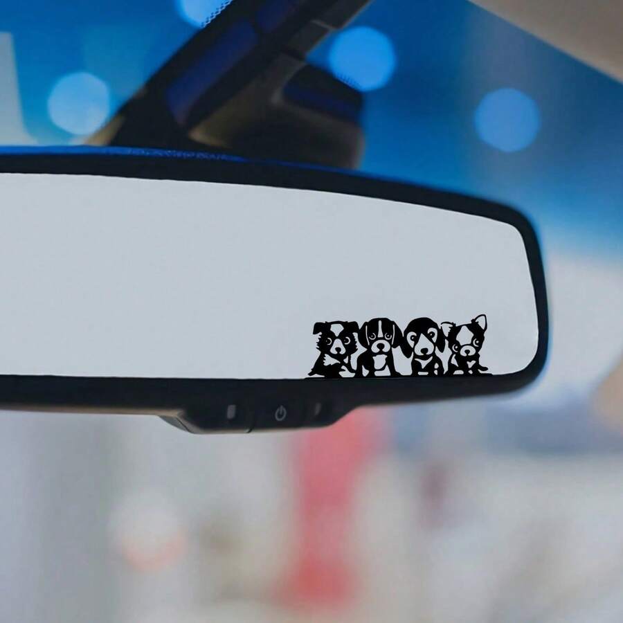 Eine Gruppe süßer Hund Rückspiegel Aufkleber - Rückspiegel Aufkleber, geeignet für Autos, Motorräder, LKWs, Handy, Computer - süße Aufkleber Festival Geschenke, Auto Dekoration Aufkleber - A - Übersicht 1