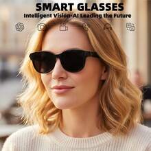 SENBONO Smart Glasses - Replaceable Clear Lenses, Camera Glasses, Wireless Earphones, Smart Translator, Cross-Language Communication Voice Assistant, Built-In Camera, Low Latency, Music, Call, Conference, Office, Business, Travel, Wireless Glasses Earphones