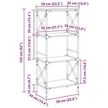 vidaXL 4-stöckiges Bücherregal Sonoma Grau 59x35x132 cm - Grau - Übersicht 9