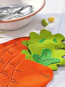 4/6pcs Carrot Shaped Orange Felt Cutlery Holders, Easter Tableware Organizer Bags - Multicolor - View 7