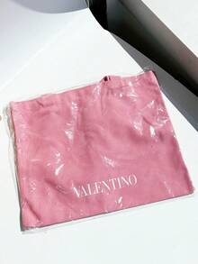 Valentino Black Handheld Makeup Bag/Pink Velvet & Canvas Tote Bag/Heart-Shaped Magnetic Closure Mirror - Velvet Canvas Bag - View 1