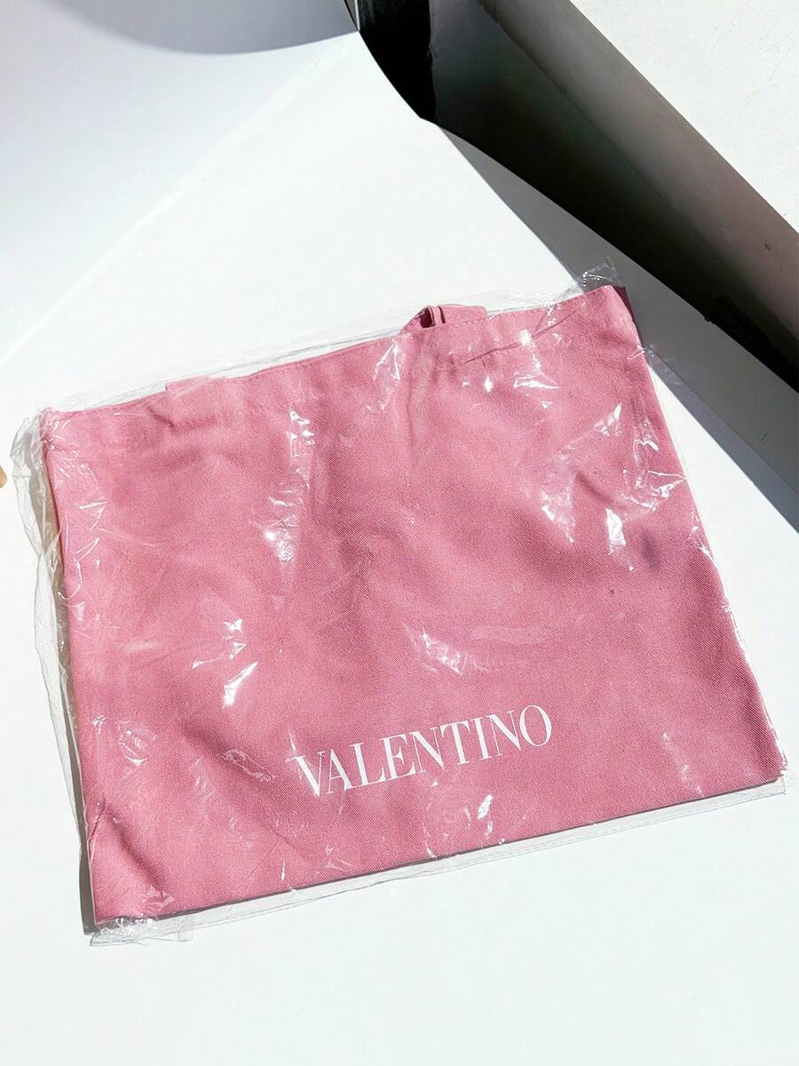 Valentino Black Handheld Makeup Bag/Pink Velvet & Canvas Tote Bag/Heart-Shaped Magnetic Closure Mirror - Velvet Canvas Bag - View 1