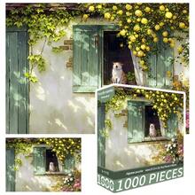1000片拼图玩具，尺寸70厘米*50厘米，油画风景卡通图案，成人减压，装饰艺术品，适合万圣节、圣诞节、生日礼物 - 彩色 - 查看 14