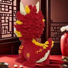 1 Set 2100pcs Flame Dragon Building Blocks Model Kit - With Red Accents, Perfect For Birthday, Christmas, Halloween, Thanksgiving, New Year Celebrations, Holiday Gifts | Detailed Assembly | Construction, Car Model Kit, High-End 3D Puzzle - Multicolor - View 7