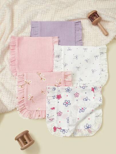 5pcs/Pack Soft & Comfortable Cotton Baby Bibs, Burp Cloths