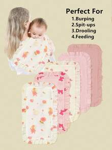 5条/包 柔软舒适的纯棉婴儿围兜/拍嗝巾 - 彩色 - 查看 1