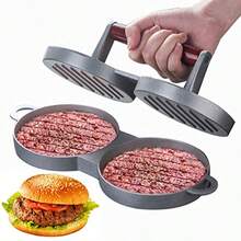 Prensa doble para hamburguesas 1 herramienta para hacer hamburguesas con aleación de aluminio para alimentos sartén antiadherente grande mango de agarre suave adecuado para dar forma a carne de - como en la foto - Ver 6