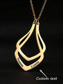 Customized 18K Gold Plated Stainless Steel Pendant Necklace, Personalized Engraving, Initial Customization, Ideal Gift For Wife, Mother, Nurse - Christmas, Birthday, Daily Wear - Multicolor - View 1