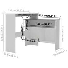 vidaXL Tavolo da bar con 2 dessus de table Blanc e Gris 130x40x120 cm - Bianco - Visualizzare 10