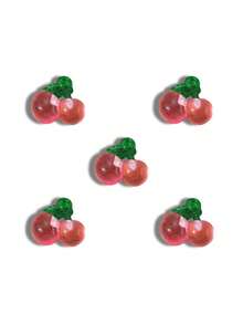 5个树脂透明逼真3D草莓樱桃吊坠，DIY饰品，耳环，手机壳，钥匙扣配件