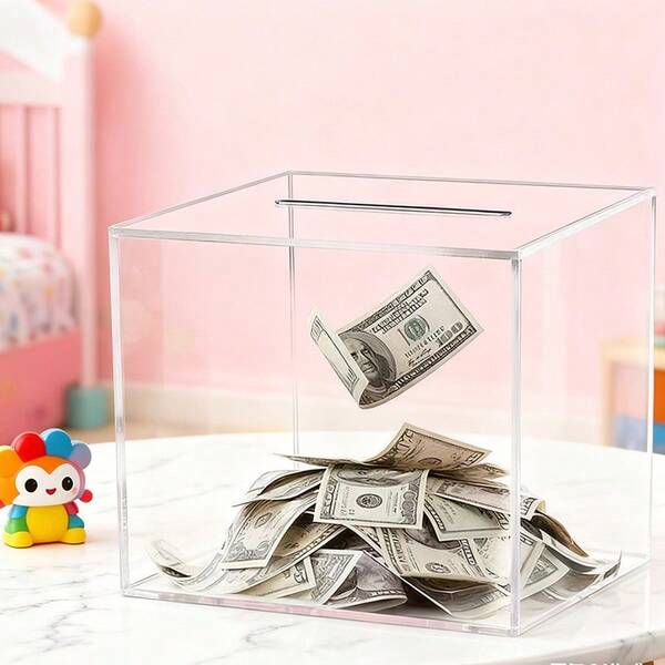 1pc Acrylic Transparent Piggy Bank, For Kids, Students, Adults, Donation Box, Suggestion Box, Suitable For Thanksgiving, Back To School