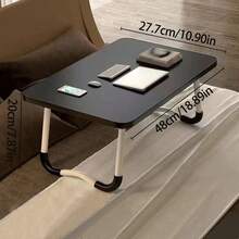 1pc Portable Folding Table For Bed, Laptop Desk, Reading Tray, Dining Table With Cup Holder