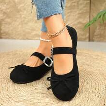 French Bow Ballet Shoes, Mary Jane Shoes, Versatile Commuter Slip-On Shoes For Women - Black - View 3