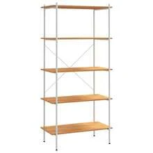 vidaXL 5-stufiges Regal, Weiß und Eiche, 80 x 40 x 163 cm - Weiss - Übersicht 2