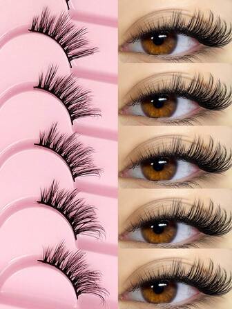  Asiteo 7 par halvögonfransar naturliga mjuka stjälkar dagliga kläder hörn kattögonfransar makeup lösögonfransar