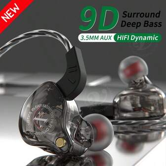 Căști originale X2 Dynamic Coil cu fir, căști de gaming intraauriculare HIFI cu bas profund, monitorizare, sport, anulare a zgomotului cu microfon