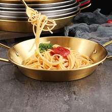 3PCS/Set  Seafood Rice Pot Frying Pan Double Ear Crayfish Plate Pan Stainless Steel Fri   22cm  24cm  26cm - Gold - View 9