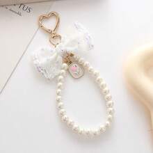 Beaded Butterfly Decor Keychain - Bow Pearl Pendant - View 10