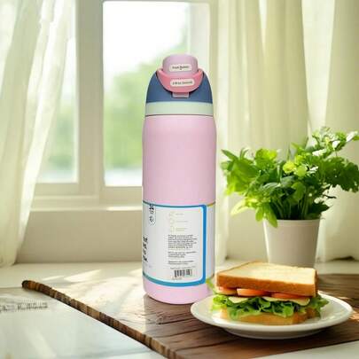 Owal-A 32oz Stainless Steel Insulated Water Bottle - Leak-Proof Sports Water Bottle With Dual-Function Spout Lid, Flip-Up Straw And Wide Mouth Design - Keeps Drinks Hot/Cold For 24 Hours - Great For Fitness, Travel And Everyday Use