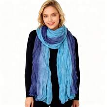 This Is A Scarf With Natural Color Transitions And Artistic Flair. The Fabric Is Light And Soft With A Natural Wrinkled Texture That Not Only Adds To The Scarf's Three-Dimensionality But Also Enhances Its Casual And Elegant Charm. Can Be Used As The Finishing Touch For Outfits, Enhancing The Style's Sophistication And Adding A Gentle And High-End Atmosphere To The Overall Look, Suitable For Various Occasions - trái cam - Xem 11