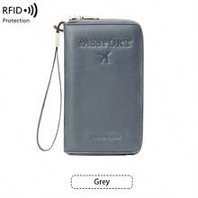 RFID Blocking Passport Holder Card Wallet, Multi-Functional Large Capacity Travel Wallet With Card Slots, ID Window, And Wrist Strap