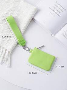 Mini Zip Around Wristlet Wallet For Women Dual Pouch Wristlet  Portable Wallet Coin Purse Mini Women Coin , Women's Wrist Lanyard Keychain With Detachable Mini Wallet & Card Holder Pouches, Ideal Christmas Stocking Stuffer Gift For Travel, Everyday Carry, Keys, Cards And Small EssentialsPocket - NeonGreen Trắng - Xem 7