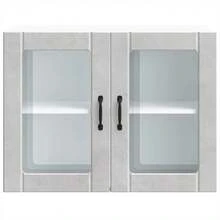 vidaXL Armoire murale de cuisine avec porte en verre Lucca gris béton - Gris - Voir 6