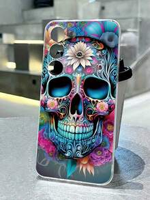 1pc Transparent Floral Skull Painted Thick Shockproof Protective Phone Case Compatible With IPhone 17pro/17Air /17/17promax16/11/16pro/16plus/, Compatible With Samsung Galaxy S26/S26PLUS/S26 Ultra S25/S25PLUS/S25 Ultra/A17/A07/A16/A36/A26/A56/A50, Compatible With Xiaomi 11/12Pro/12/12X/13Pro/14Pro/15Pro/, Compatible With Redmi 10/9/Note9/12c/Note11pro/Note8Pro - Multicolor - View 6
