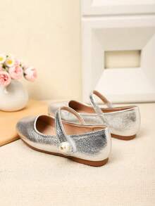 1 Pair Sweet Girls' Flat Children Shoes, Suitable For Spring/Summer - Silver - View 2