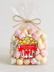 12/24/48张可定制文字可打印红色爆米花情人节贴纸，教室情人节礼物，数字下载教室情人节礼物，可爱心形主题礼品包装贴纸，送给朋友、爱人、情人节礼物、情人节贺卡、情侣礼物 - 彩色 - 查看 9