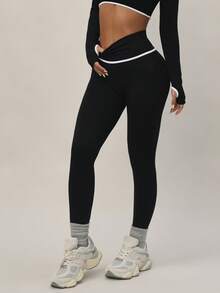 女士长裤一件装，高弹蜜桃皮面料，提臀收腹，百搭实用，适合户外运动和日常穿着，无缝瑜伽裤，秋冬热销款式 - 黑色 - 查看 6