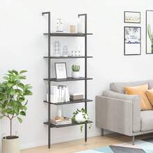 vidaXL Étagère inclinado con 5 niveles negro 64x35x185 cm - Negro - Ver 1