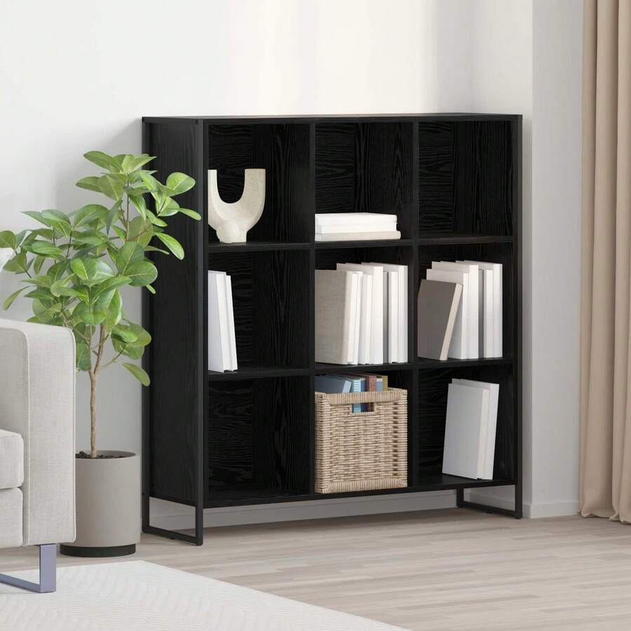 vidaXL Bibliothèque Chêne noir 99,5 x 30 x 108,5 cm Bois d'ingénierie - Noir - Voir 1